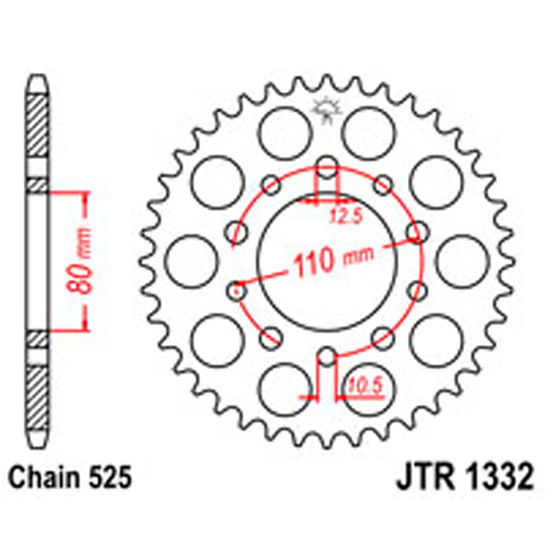 JT Rear Sprockets R/W 1332/332/344-46 HON DUAL COMBINATION [4350]
