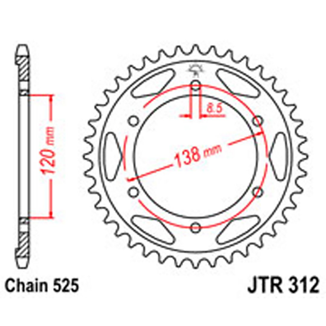 JT Rear Sprockets R/W 312-38 [253] HON