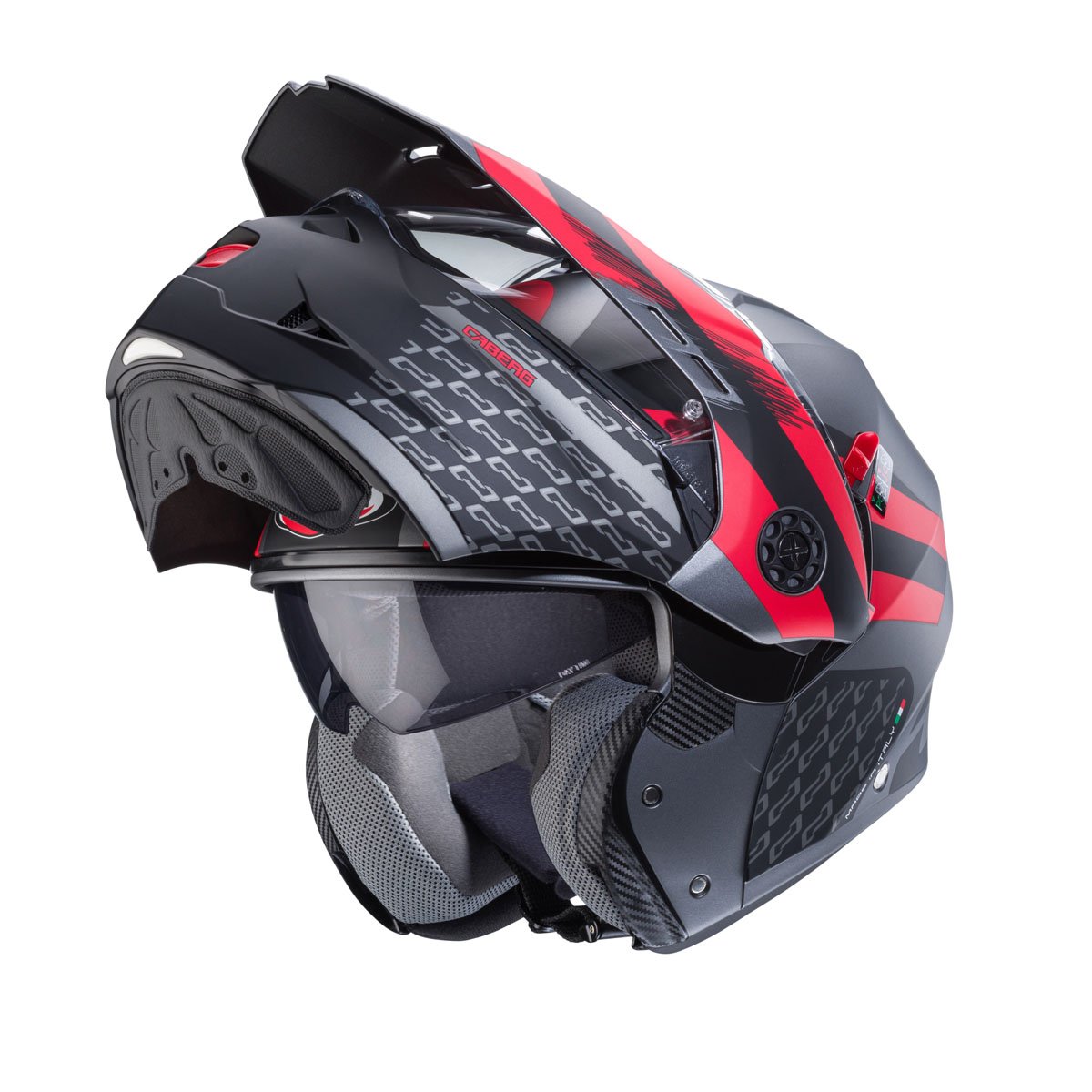 Caberg Tourmax X Sarabe Matt Gun Metal/Black/Red Flip Up Motorcycle Helmet - Image 2