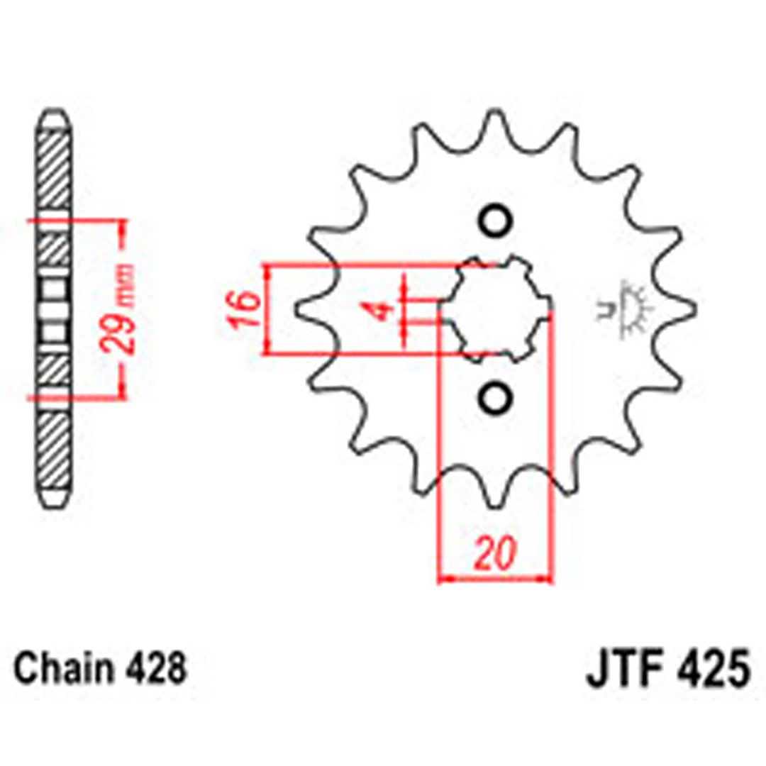 JT Gear Box Sprockets G/B 425/416-16T SUZ