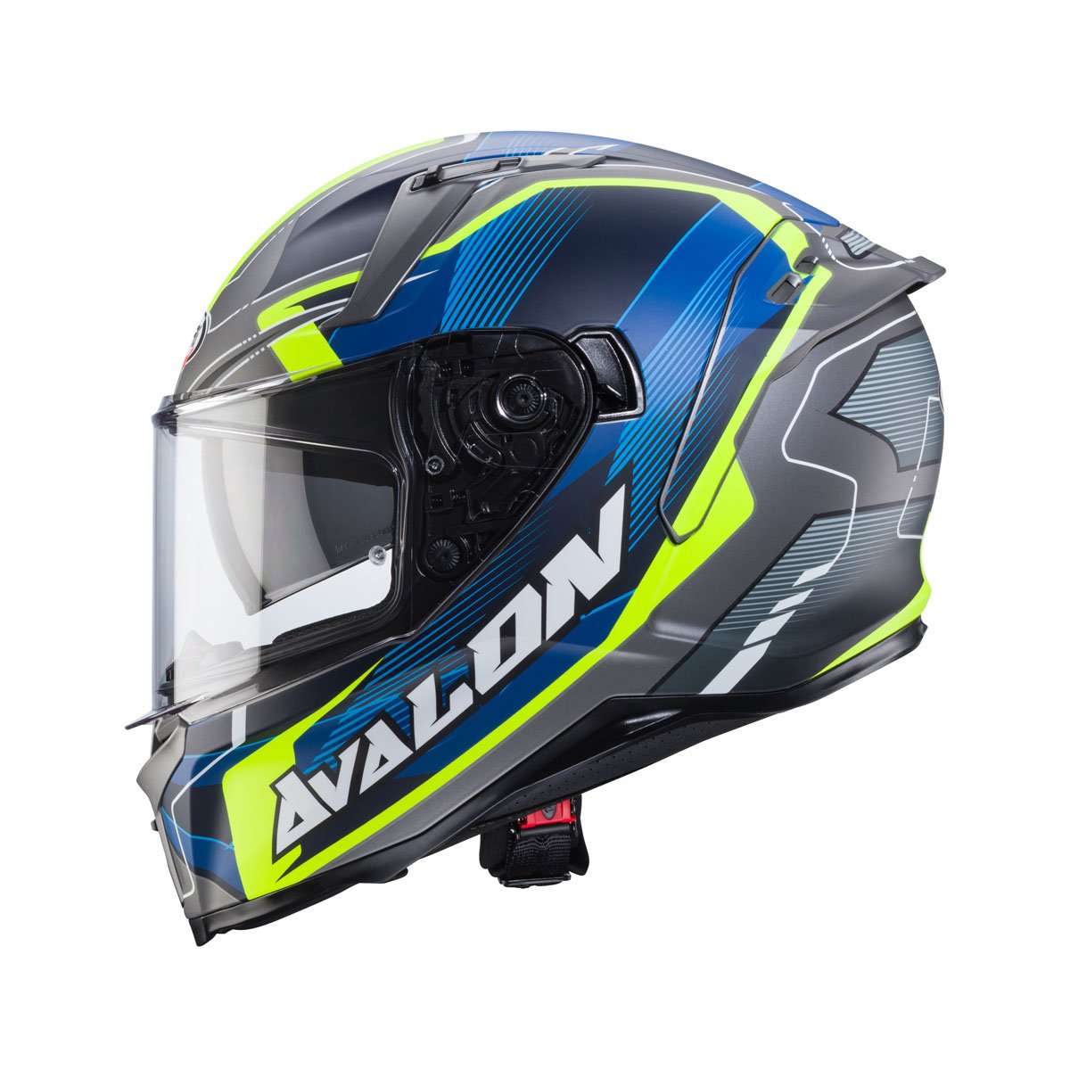 Caberg Avalon X Optic Matt Grey/Blue/Yellow Helmet - Image 2