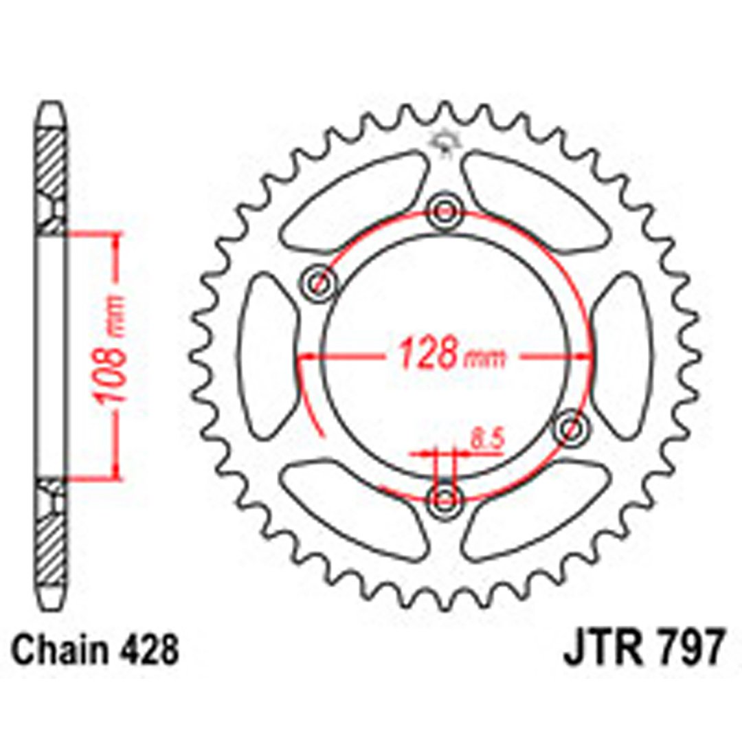 JT Rear Sprockets R/W 797-57 YAM