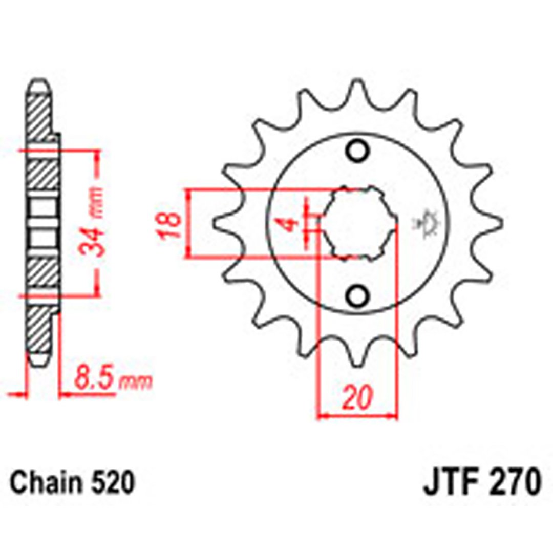 JT Gear Box Sprockets G/B 270-14T HON [2046]
