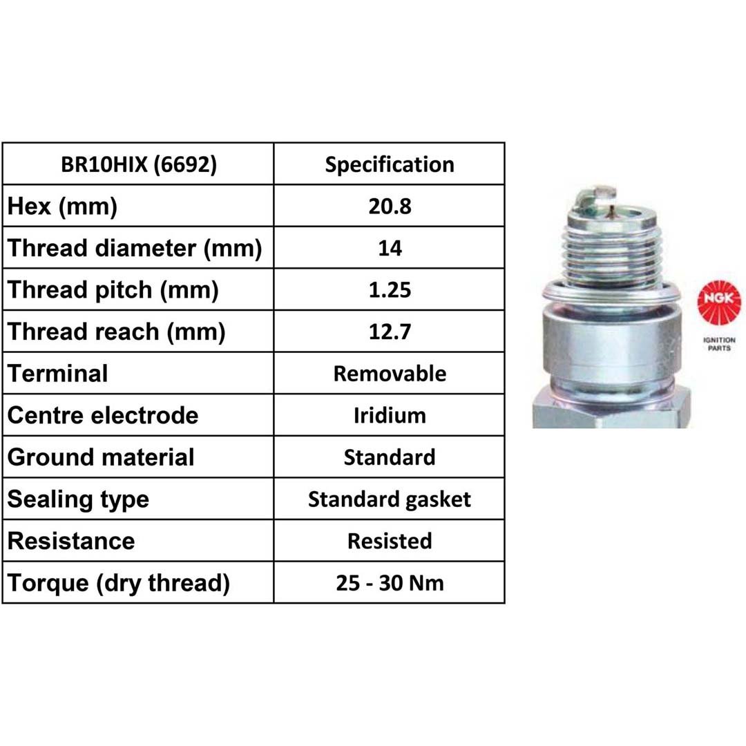 NGK Spark Plug BR10HIX Plugs [Box 4] [Was B10HVX]