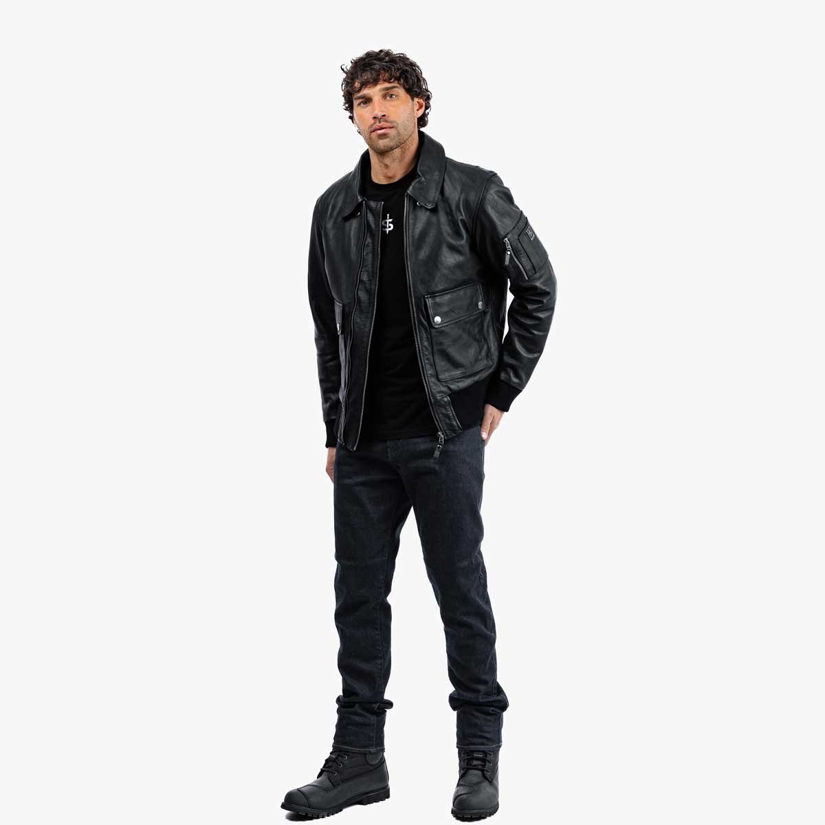 Spada Turbine CE Leather Bomber Jacket Black - Image 14