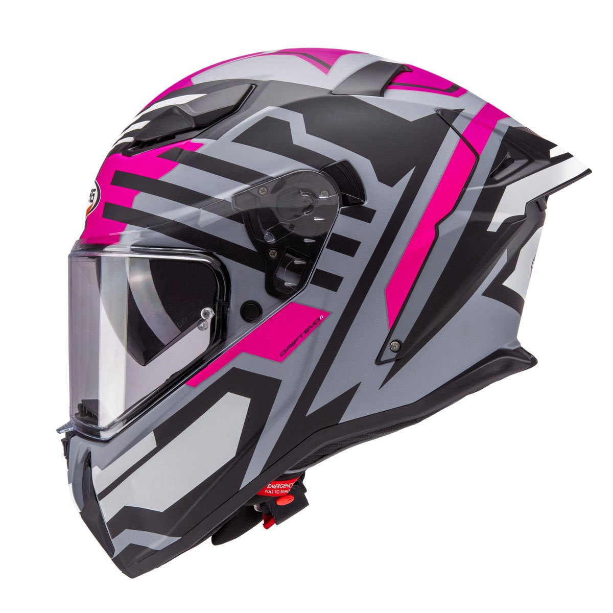 Caberg Drift Evo II Horizon Matt Grey/Black/Fuchsia Full Face Motorcycle Helmet - Image 2