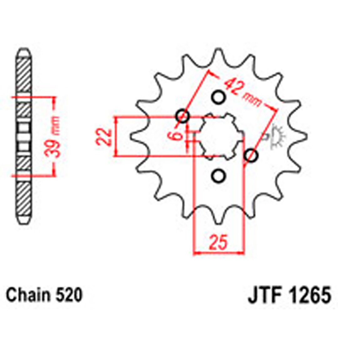JT Gear Box Sprockets G/B 1265/265-14T HON DUAL COMBINATION