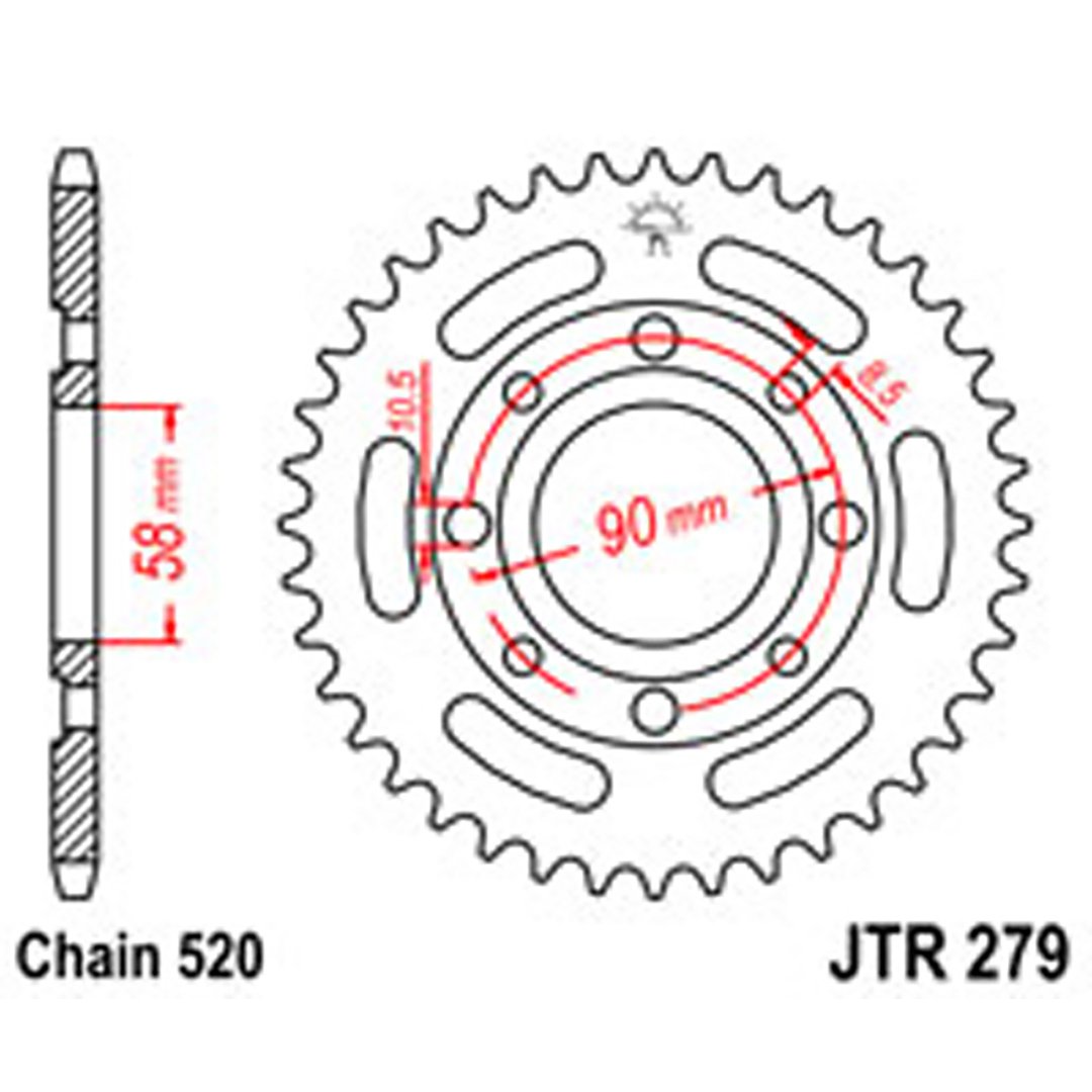 JT Rear Sprockets R/W 279-40T HON