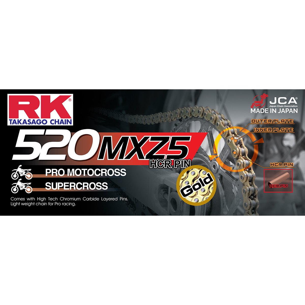 RK GB520MXZ5 X 124 CHAIN GOLD