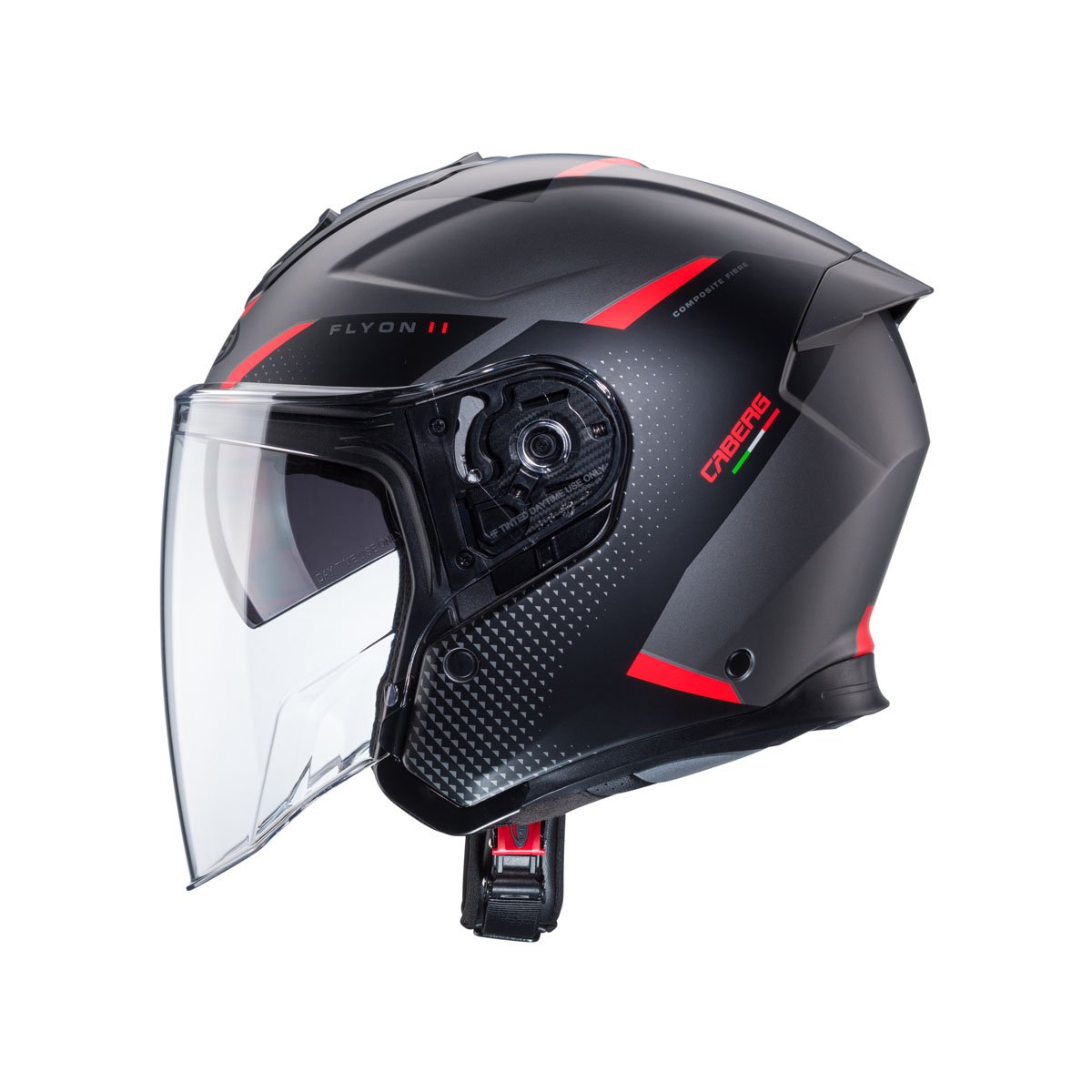 Caberg Flyon II Boss Matt Grey/Red/Black Helmet S/O - Image 2