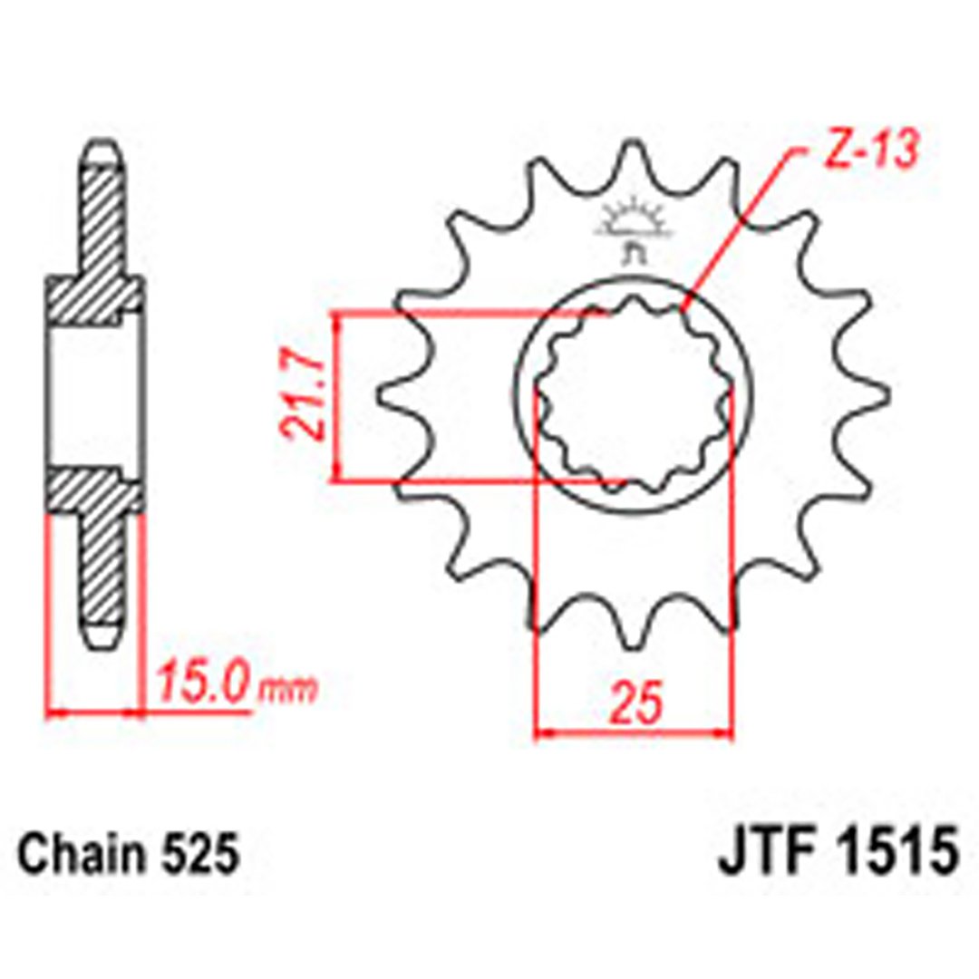 JT Gear Box Sprockets G/B 1515-15T KAW [2082]