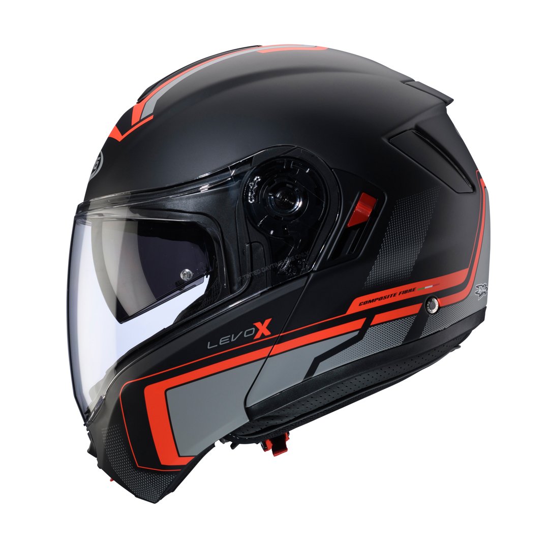 Caberg Levo X Elite Matt Black/Grey/Fluo Red Helmet Special Order - Image 3