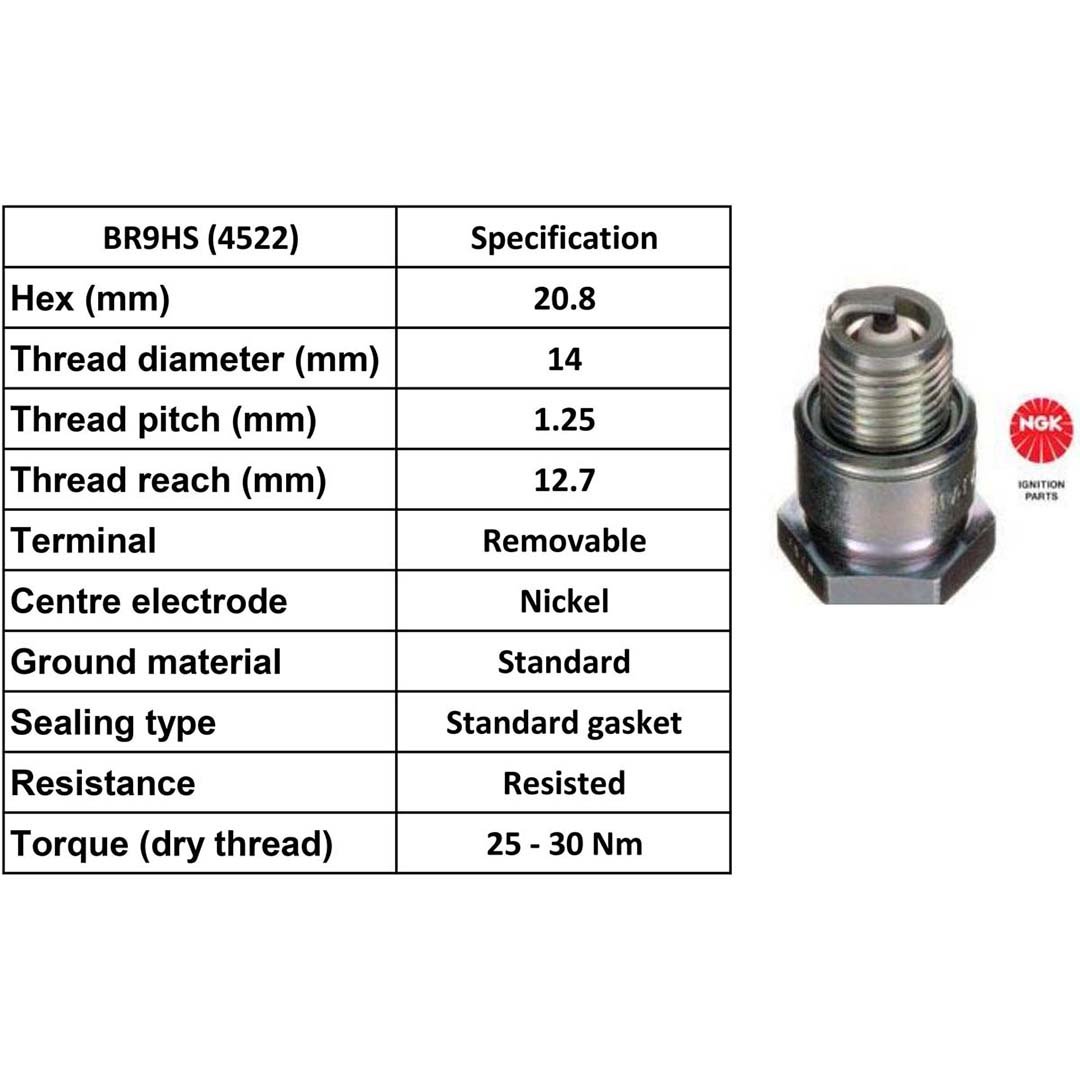 NGK Spark Plug BR9HS Plugs [Box 10]