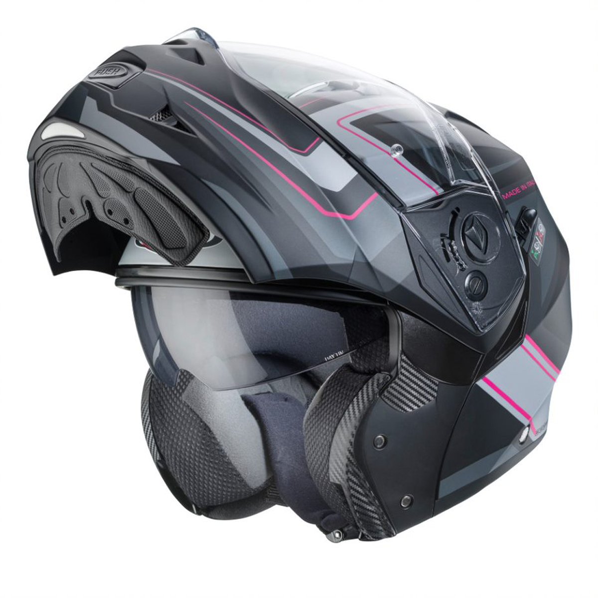 Caberg Duke 2 Tour Matt Black/Pink/Anthracite/Silver Helmet - Image 2
