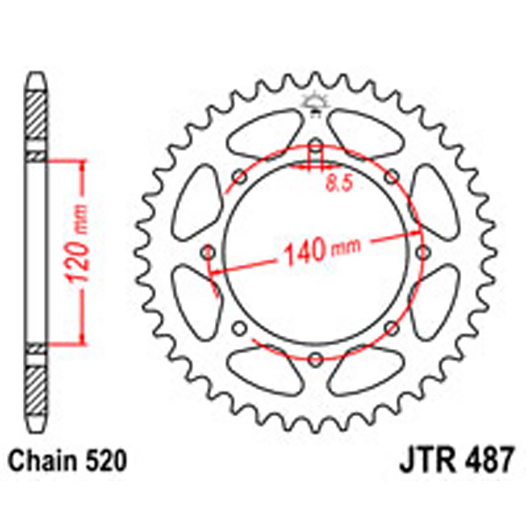 JT Rear Sprockets R/W 487-43T KAW [491]