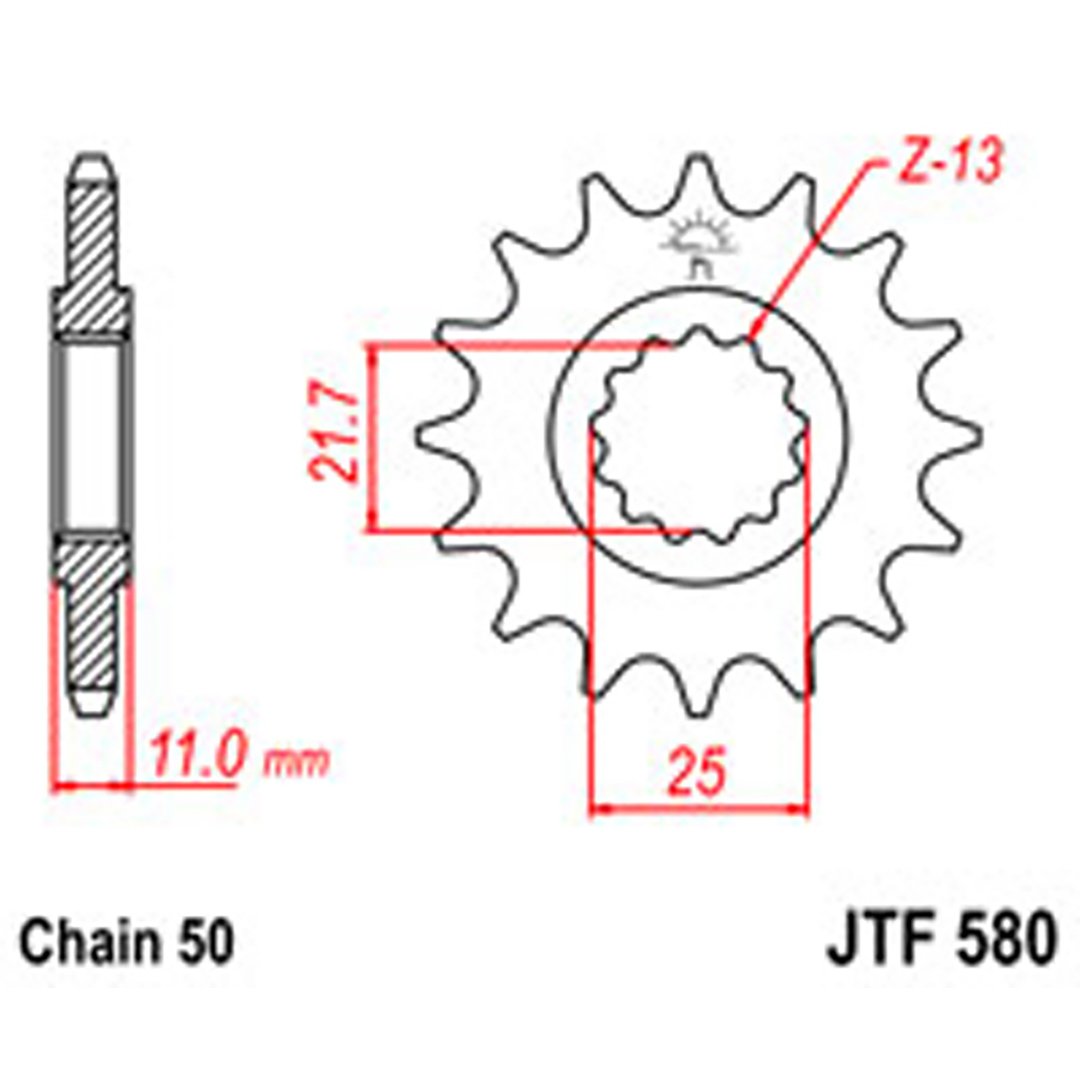 JT Gear Box Sprockets G/B 580-17T YAM