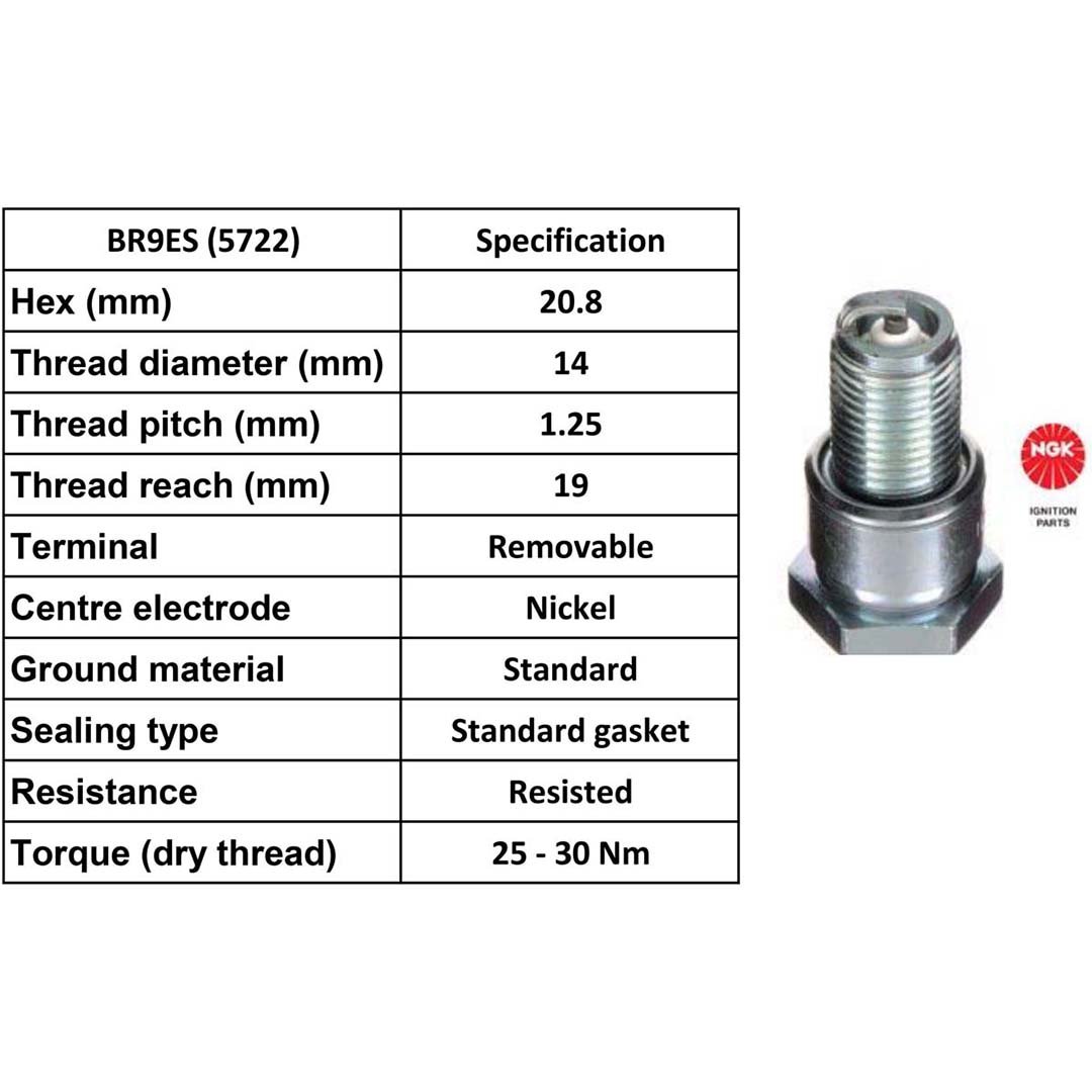 NGK Spark Plug BR9ES Plugs [Box 10]