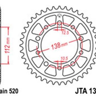 JT Rear Sprockets R/W 1303-44 Alloy