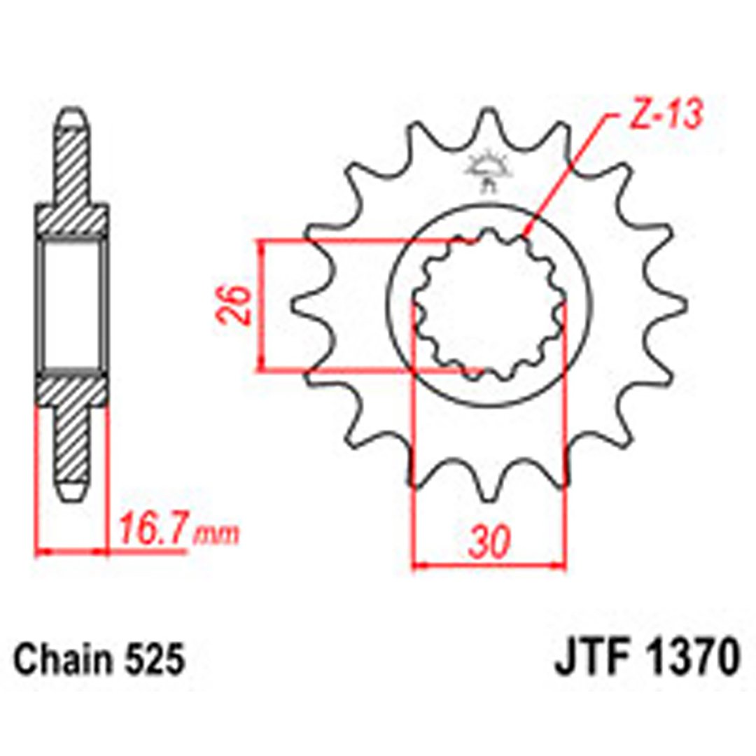 JT Gear Box Sprockets G/B 1370-16T HON [2068]