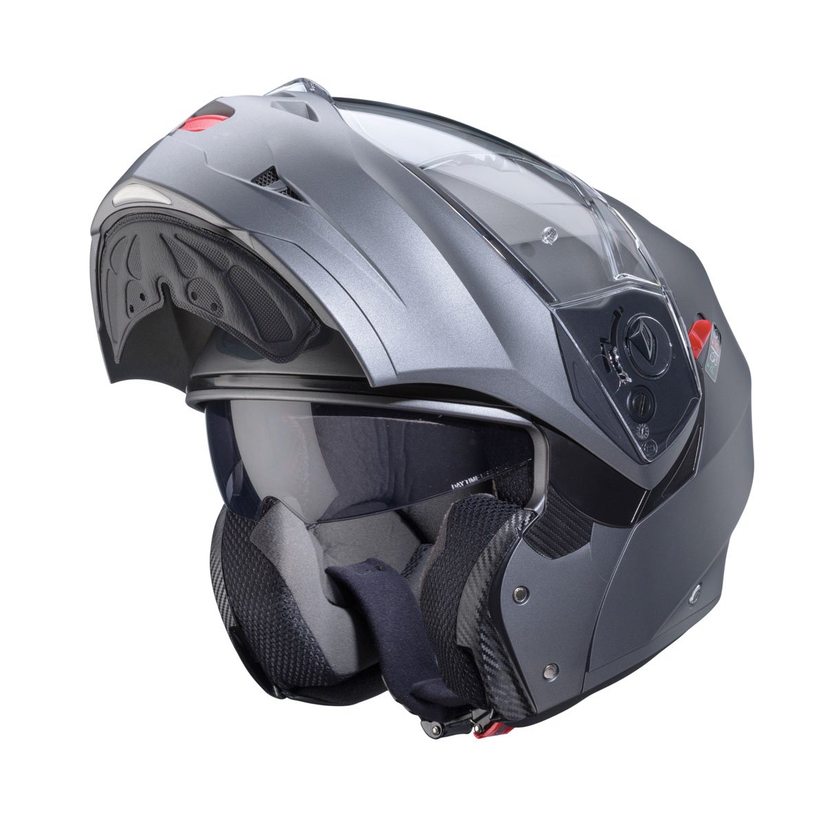 Caberg Duke X Matt Gun Metal Fip Up Motorcycle Helmet - Image 2