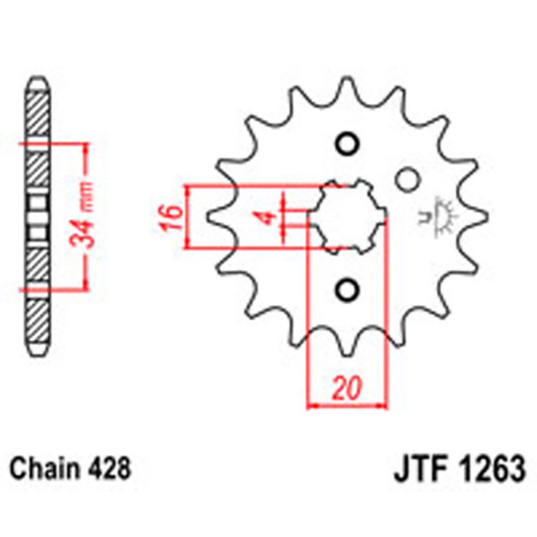 JT Gear Box Sprockets G/B 1263/263-16T YAM