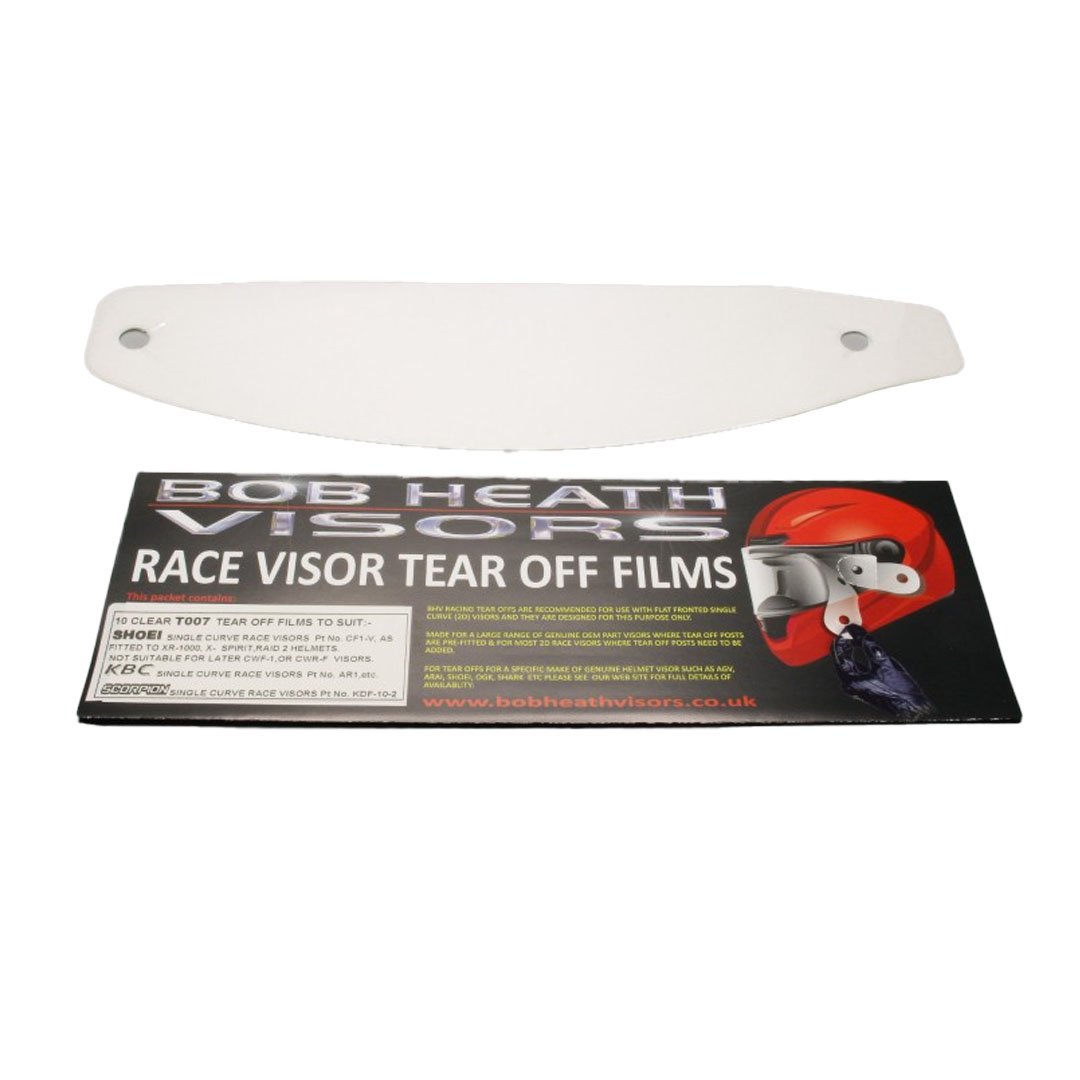 Bob Heath Tear Offs Clear Shoei/OGK/KBC Pack of 10 [TOVS]