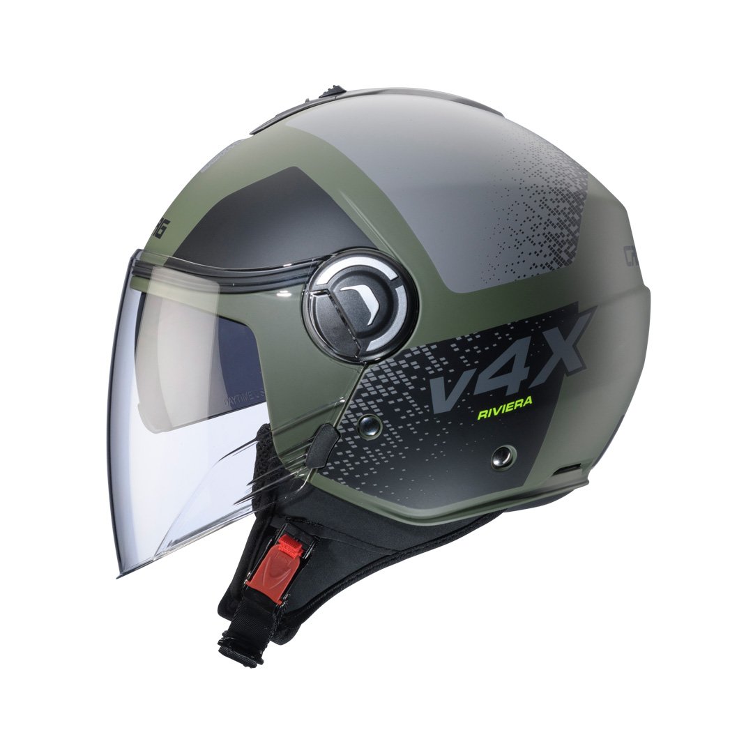 Caberg Riviera V4X Alpha Matt Military Green/Blk/Grey Helmet - Image 2