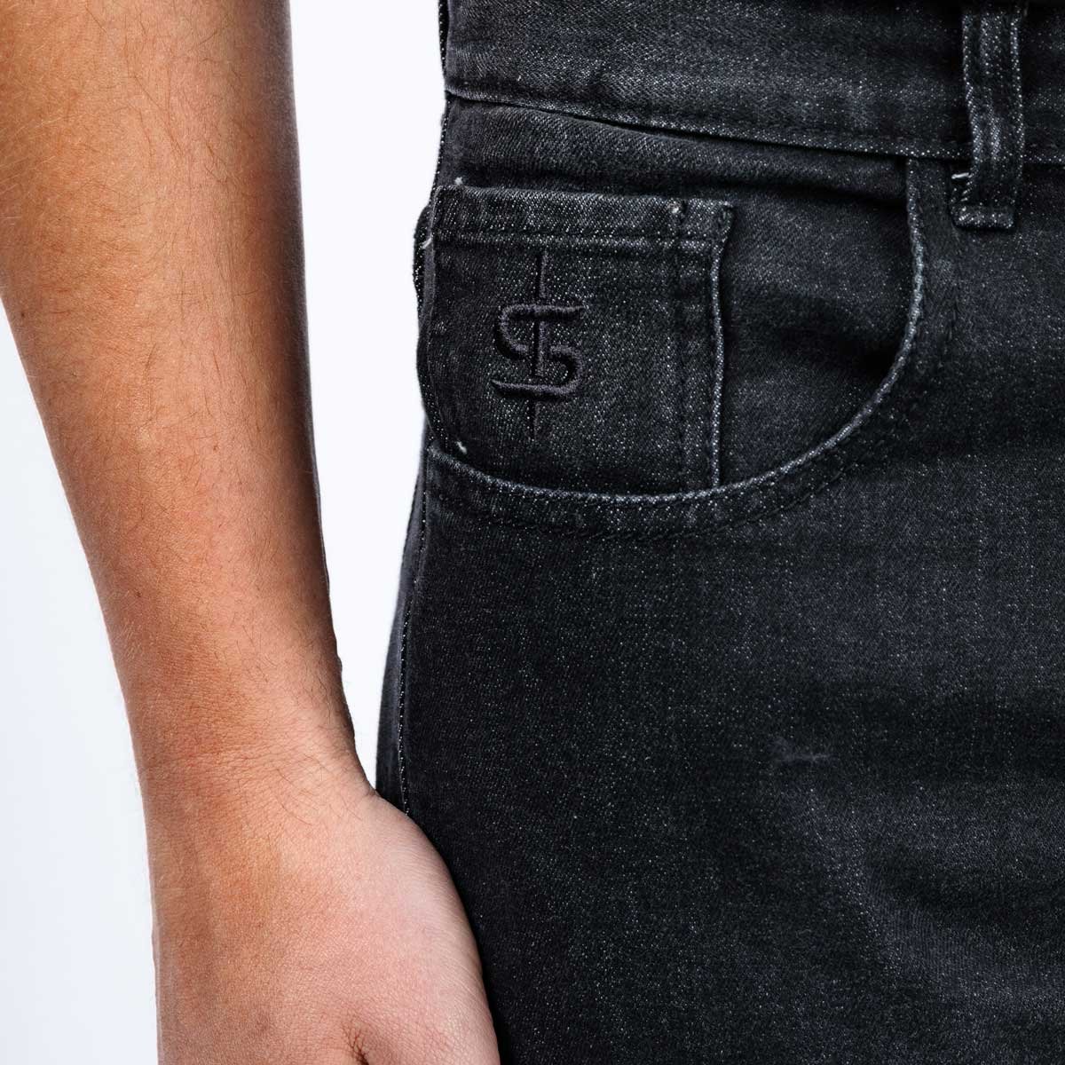 Spada Drifter CE Mens Jeans Short Leg Washed Black - Image 7