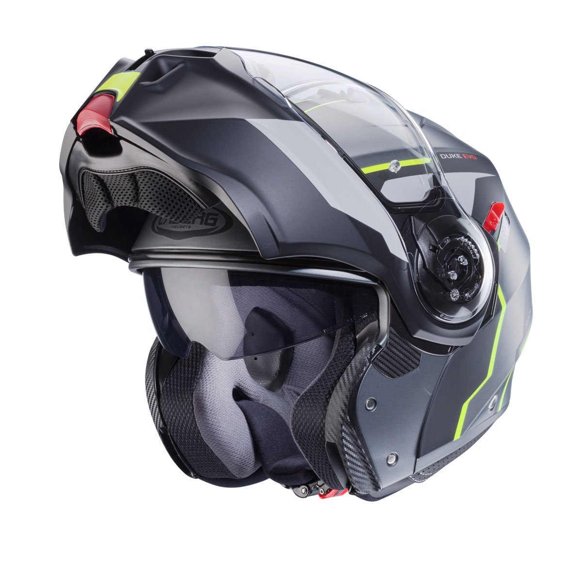 Caberg Duke Evo Move Matt Gun Metal/Black/Yellow Helmet - Image 2