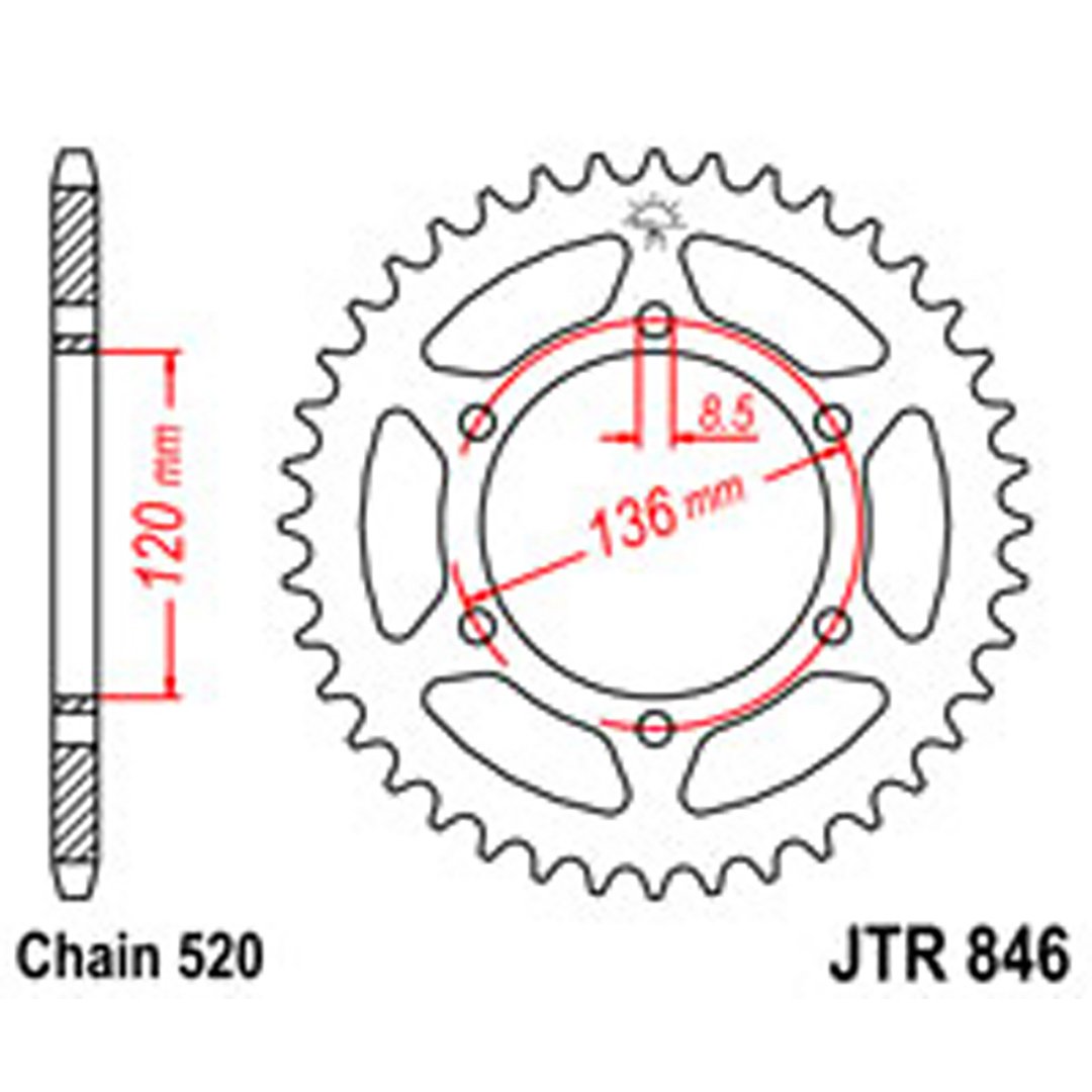 JT Rear Sprockets R/W 846-39T YAM [859]