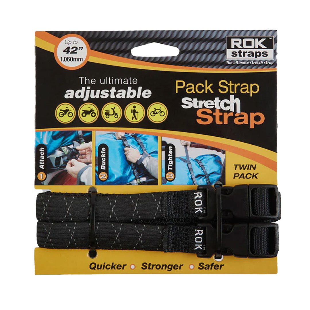 ROK 358 Pack Adjustable Stretch Strap Black Reflective 2 Pack