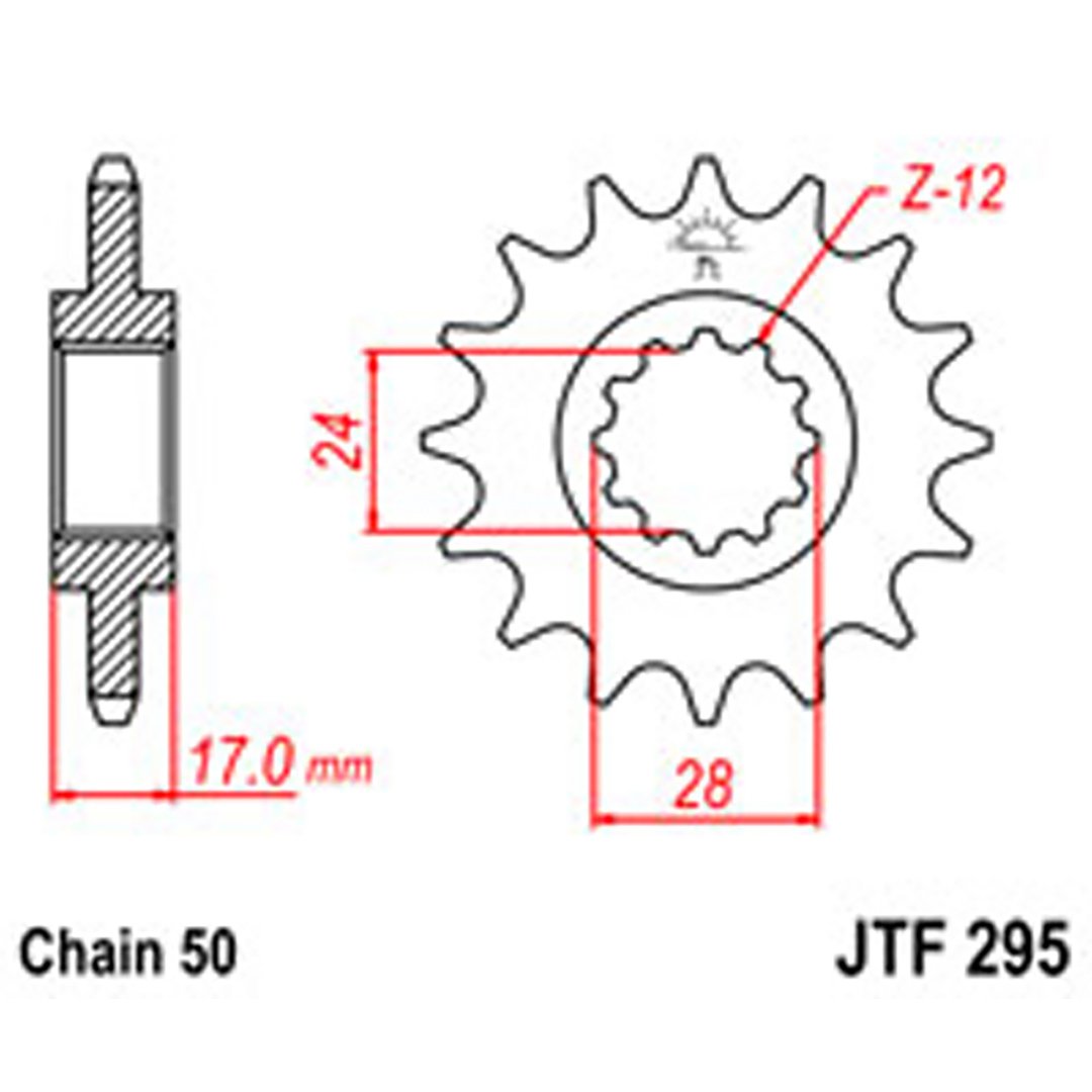 JT Gear Box Sprockets G/B 295-15T HON