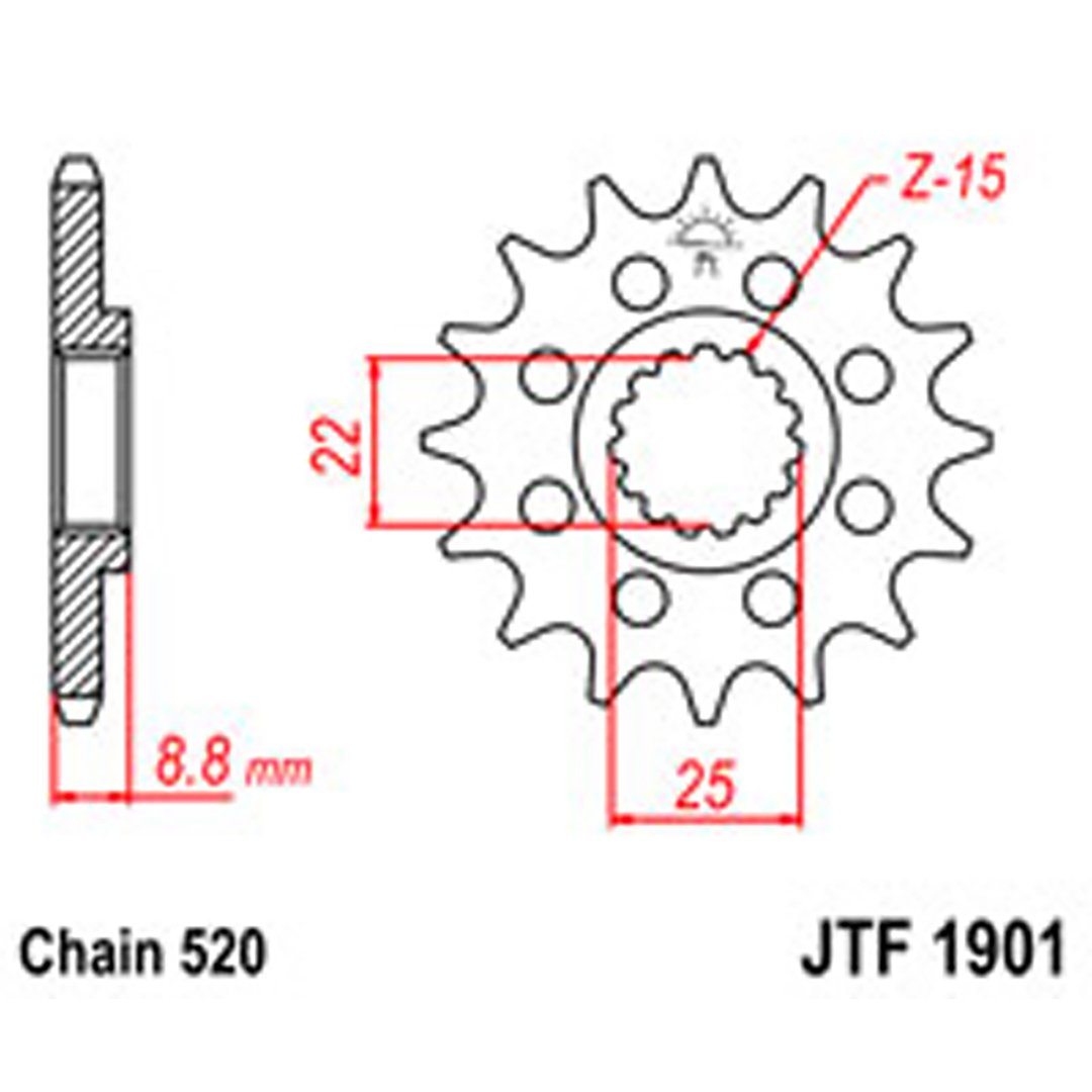 JT Gear Box Sprockets G/B 1901-15SC [1248]