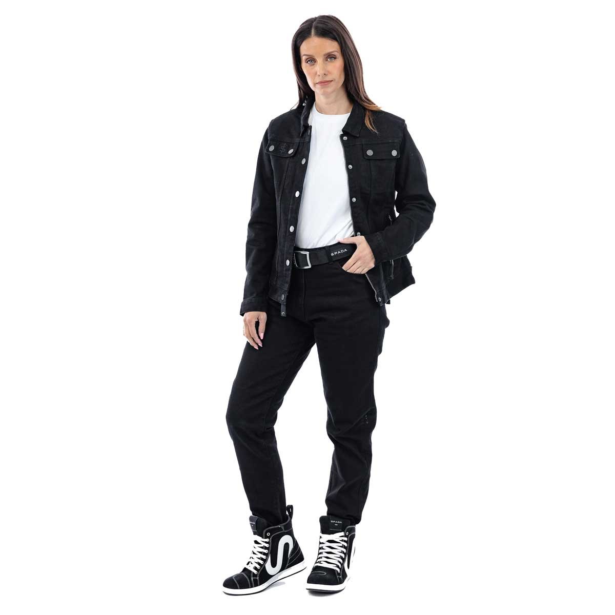 Spada Drifter CE Ladies Jeans Short Leg Solid Black - Image 7