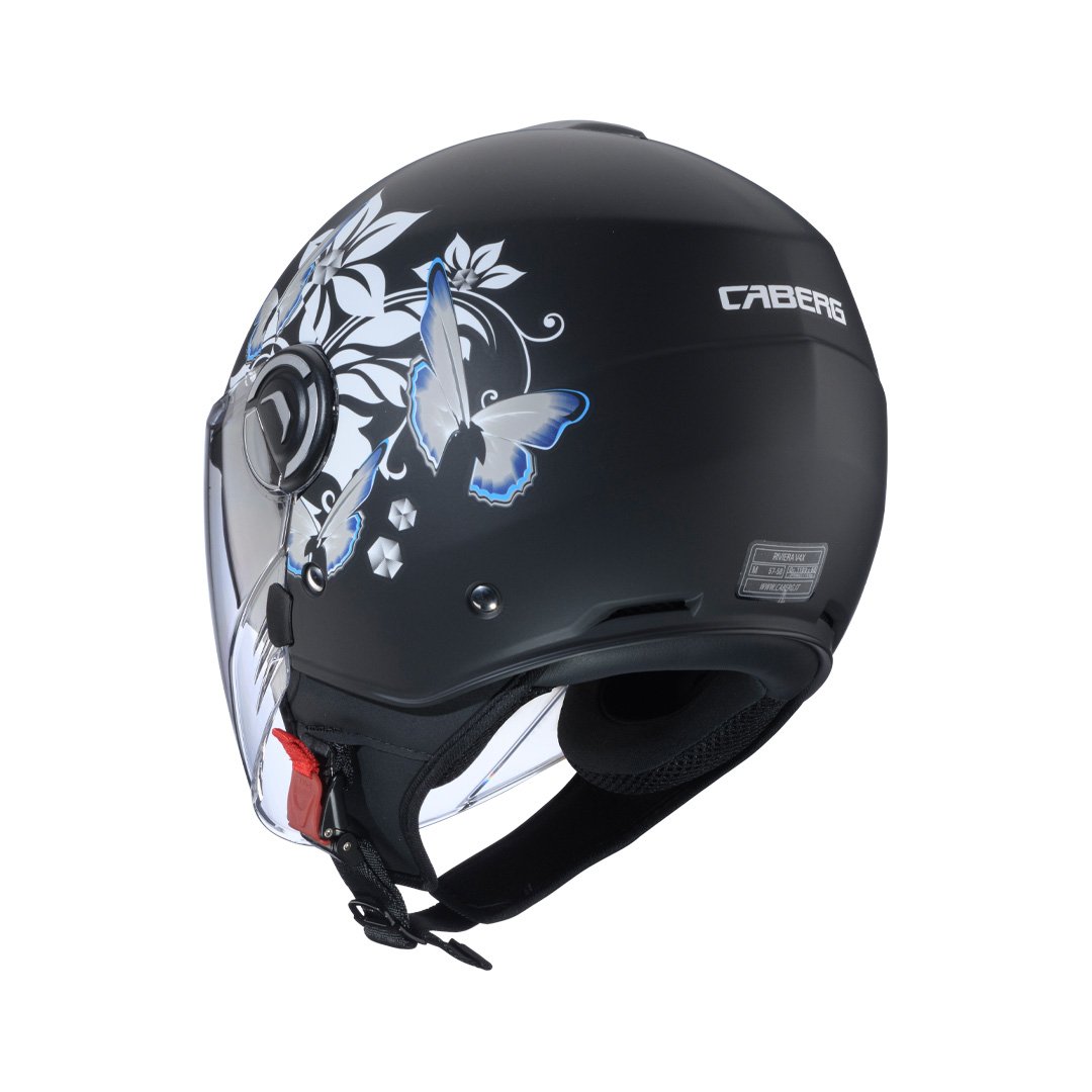 Caberg Riviera V4X Mia Matt Black/White/Grey/Light Blue Helmet Special Order - Image 3