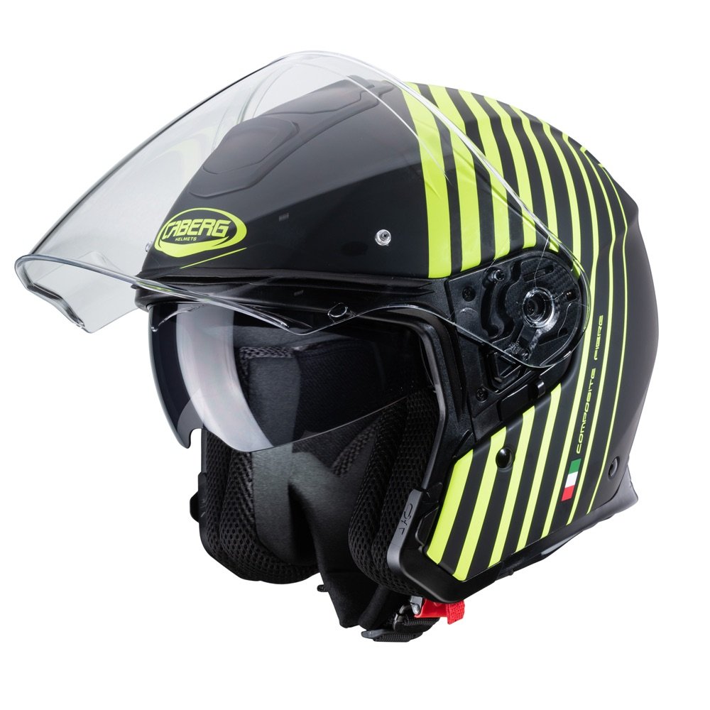 Caberg Flyon Bakari Matt Black/Yellow Open Face Motorcycle Helmet S/O