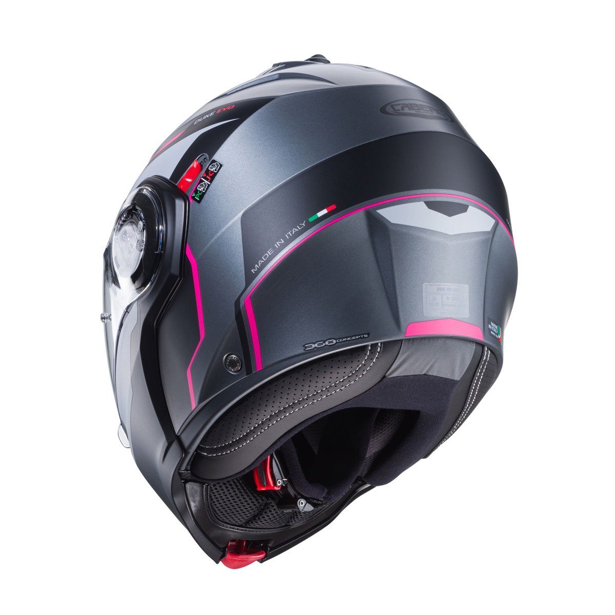 Caberg Duke Evo Move Matt Gun Metal/Black/Fuchsia Helmet - Image 4