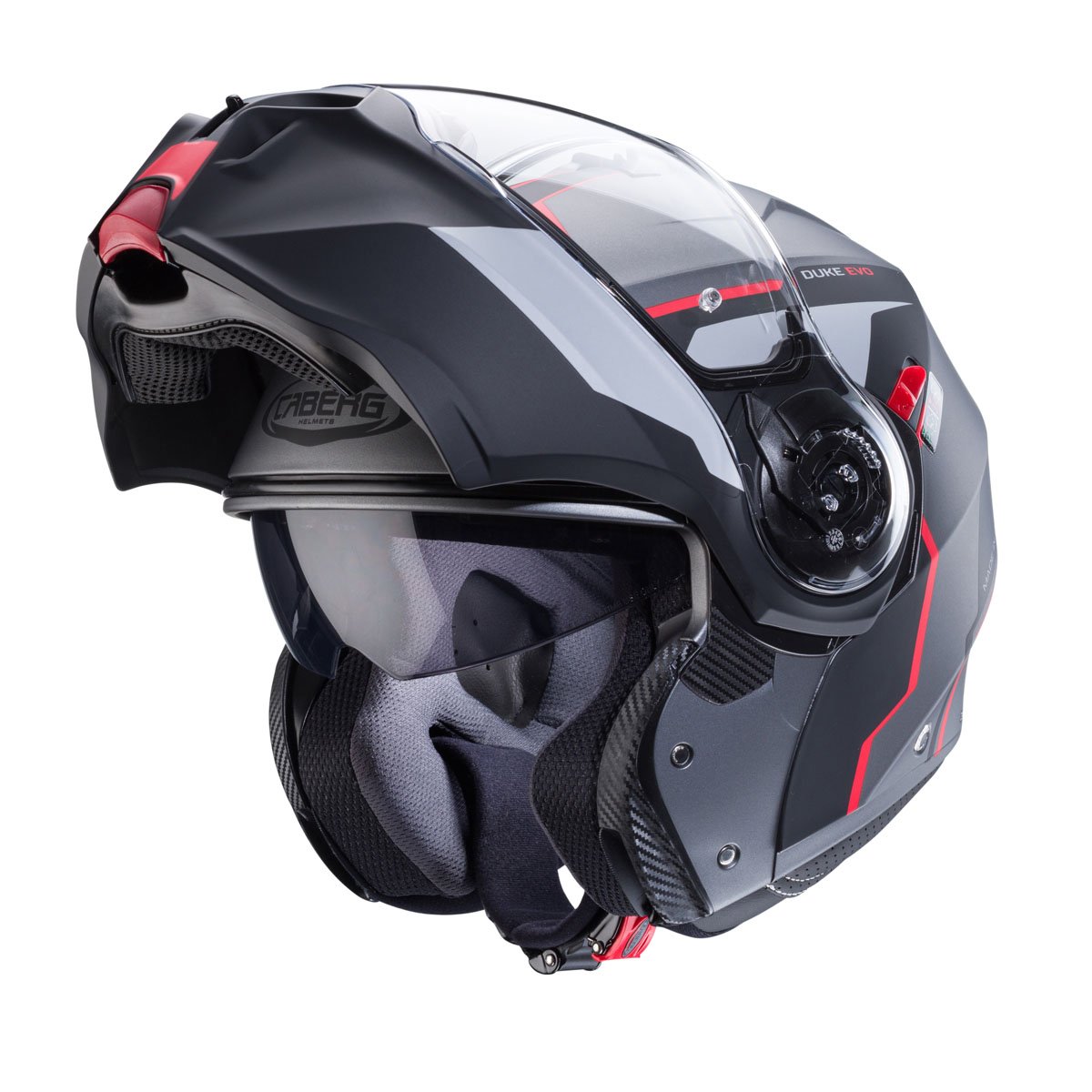 Caberg Duke Evo Move Matt Gun Metal/Black/Red Helmet - Image 2