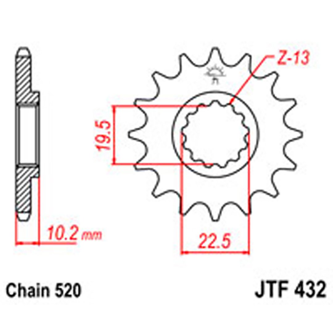 JT Gear Box Sprockets G/B 432-13SC [435]