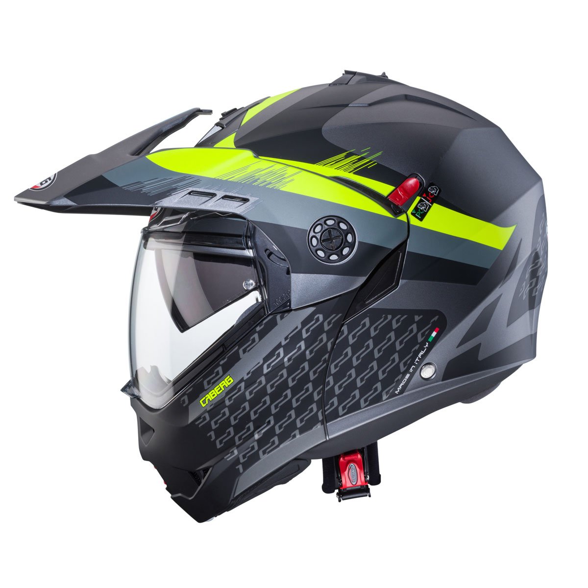 Caberg Tourmax X Sarabe Matt Gun Metal/Black/Yellow Flip Up Motorcycle Helmet - Image 3