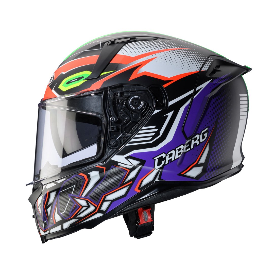 Caberg Avalon X Gurkha Matt Blk/Orange Fluo/Green Fluo/Purple Helmet - Image 2