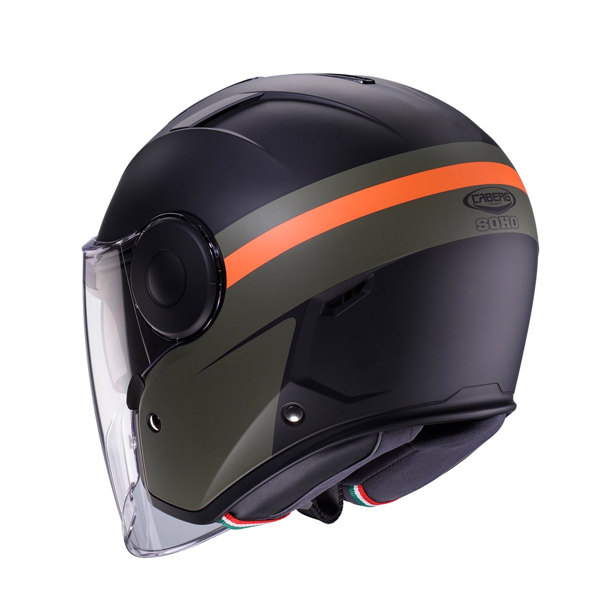Caberg Soho Zephir Matt Black/Military Green/Orange - Image 3
