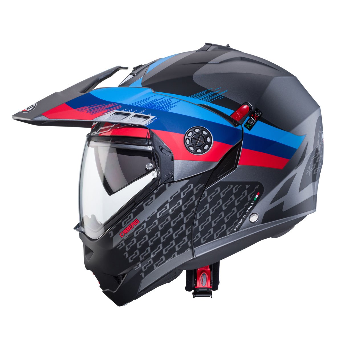 Caberg Tourmax X Sarabe Matt Gun Metal/Black/Blue/Red Flip Up Motorcycle Helmet - Image 3